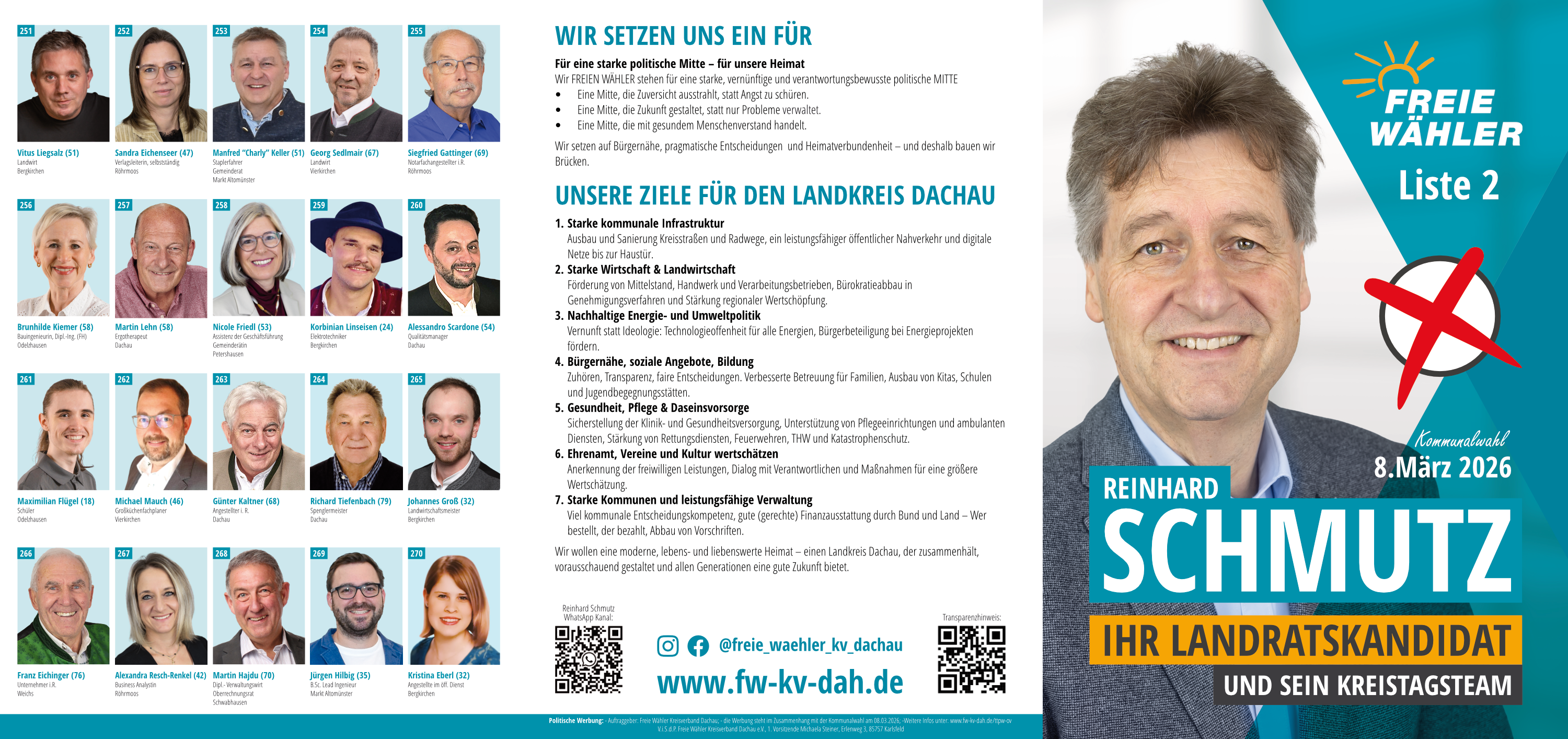 Unser Team für den Kreistag - Reinhard Schmutz - Landratskandidat Landkreis Dachau 2026 Kreistag - Reinhard Schmutz - Landratskandidat Landkreis Dachau 2026